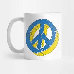 Blue and Yellow Peace Sign Ukraine Flag Colors Peace Symbol Mug